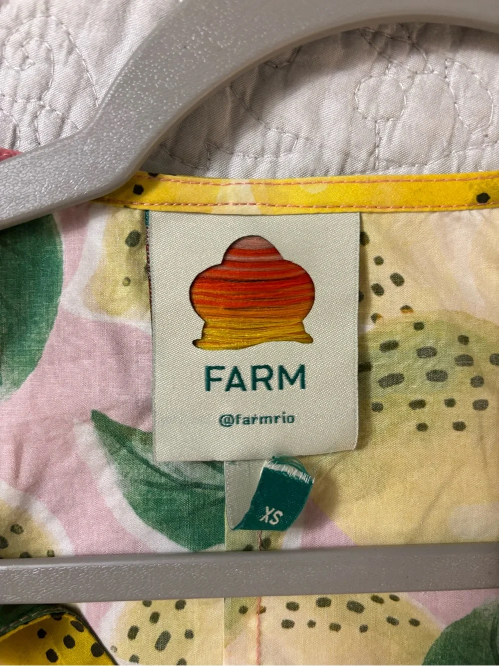 FARM Rio Pink Lemon-Print V-Neck Blouse